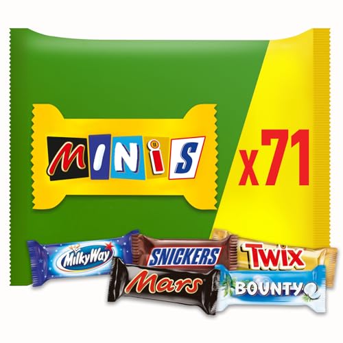 Snickers, Mars, Twix und weitere Mini Schokoriegel, Großpackung Schokolade, Party Mix, 71 Riegel, 1 x 1,4kg von Mars