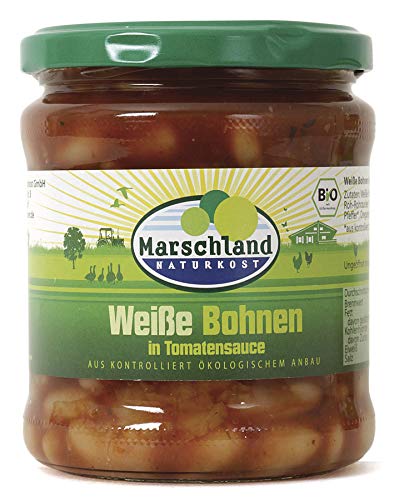 Marschland Weiße Bohnen in Tomatensauce 370 ml Gl. - Bio - 350g von Marschland