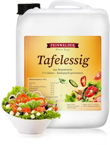 Feinwälder® Premium Tafelessig mit 5% Säure Biologisch gewonnener Essig Branntweinessig 1 x 10l Kanister von Martenbrown