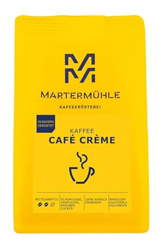 Martermühle Café Crème Kaffeebohnen 250g I Arabica I Aromen: Aromen: Brauner Zucker, Haselnuss, Schokolade I Ganze Kaffee-Bohnen schonend geröstet, säurearm von Martermühle