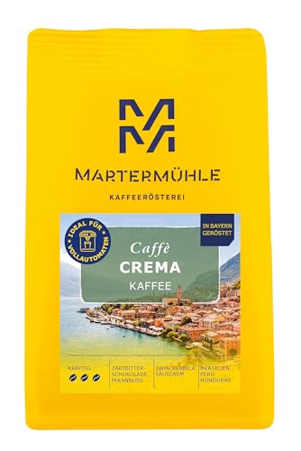 Martermühle Caffé Crema Kaffeebohnen 1kg mittelkräftig I Arabica I Aroma: Pekannuss & Zartbitterschokolade I Ganze Kaffee-Bohnen schonend geröstet, säurearm von Martermühle