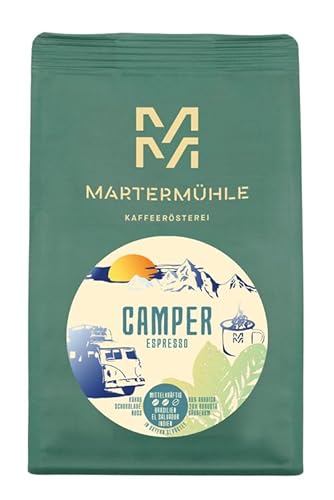 Martermühle Camper Espresso 500g ganze Bohnen mittelkräftig I Arabica I Aroma: nussig schokoladig I Ganze Espresso-Bohnen schonend geröstet, säurearm von Martermühle