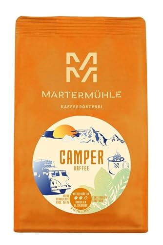 Martermühle Camper Kaffee 500g ganze Bohnen mittelkräftig I Arabica I Aroma: nussig schokoladig I Ganze Kaffee-Bohnen schonend geröstet, säurearm von Martermühle