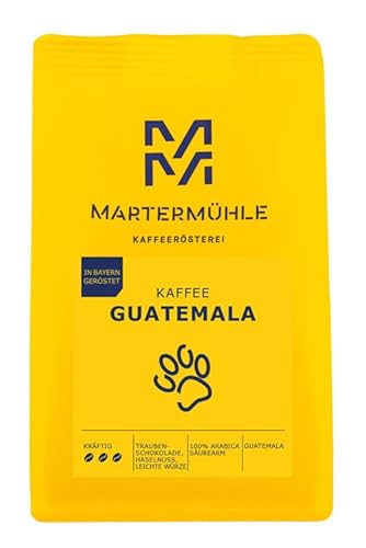 Martermühle Guatemala Kaffeebohnen 250g I Arabica I Aromen: Haselnuss, Leichte Würze, Trauben-Schokolade I Ganze Kaffee-Bohnen schonend geröstet, säurearm von Martermühle