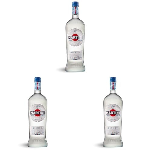 MARTINI Bianco weißer weinhaltiger Aperitif, angereichert mit aromatischen Kräutern und Blumen, 14,4% vol., 75cl / 750ml (Packung mit 3) von Martini