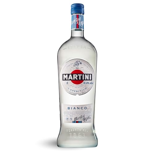 MARTINI Bianco weißer weinhaltiger Aperitif, 14,4% vol., 100cl / 1L, angereichert mit aromatischen Kräutern und Blumen von Martini