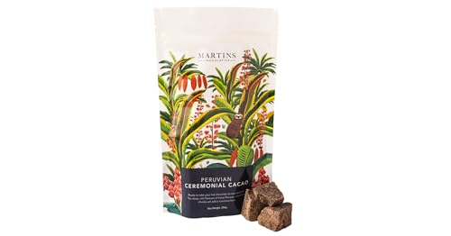 Martin's Chocolatier 100% peruanische zeremonielle heiße Schokolade, vegan, Premium Schokoladenstücke aus reinem Kakao für luxuriöse Trinkgenuss (250g) von Martins Chocolatier