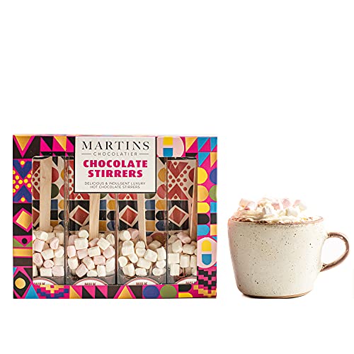 Martin's Chocolatier Rührstäbchen für heiße Schokolade (1 Box) Milchschokolade | Heiße Schokoladenlöffel mit Marshmallows | Aromatisiertes Schokoladengetränk | Belgische Schokolade Geschenkset von Martins Chocolatier