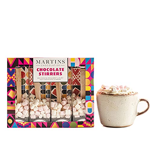 Martin's Chocolatier Rührstäbchen für heiße Schokolade (2 Boxen) 70% dunkle Schokolade | heiße Schokoladenlöffel mit Marshmallows | aromatisiertes Schokoladengetränk | belgische Schokolade Geschenkset von Martins Chocolatier