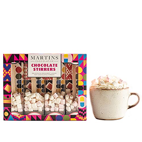 Martin's Chocolatier Rührstäbchen für heiße Schokolade (3 Boxen) Erdbeere | heiße Schokoladenlöffel mit Marshmallows | aromatisiertes Schokoladengetränk | belgische Schokolade Geschenkset von Martins Chocolatier