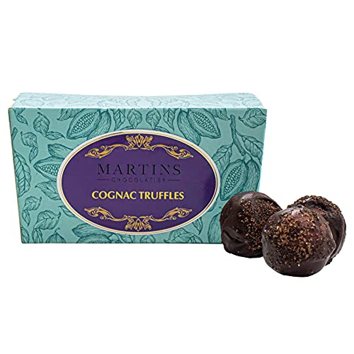 Martin's Chocolatier Schokoladen-Ballondose, 200 g, Cognac-Trüffel, handgefertigte Schokoladen-Geschenkbox von Martins Chocolatier