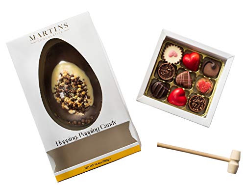 Martins Chocolatier Dickes Schokoladen-Osterei mit knallender Süßigkeit | Großes Osterei für Erwachsene und Kinder Ostersüßigkeiten | Belgisches Schokoladengeschenk von Martins Chocolatier