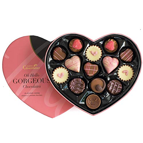 Valentinstag-Pralinen - in einer herzförmigen Schachtel - Pralinen Geschenkbox - Romantisch Schokolade Geschenk (Rosa) von Martins Chocolatier