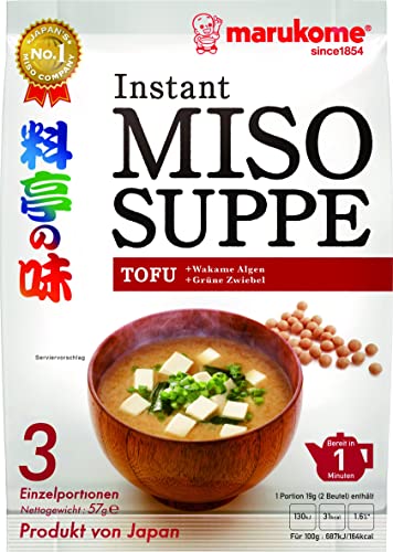 Marukome Instant Miso-Suppe (aus Japan mit Tofu, MSG frei, schnelle Zubereitung), 1 x 57 g von Marukome