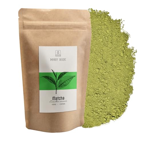 Mary Rose Matcha Grüntee | Grüner Tee Matcha | Grüner Tee in Pulverform | Quelle von Theine | Natürliche Stimulation | 100g von Mary Rose