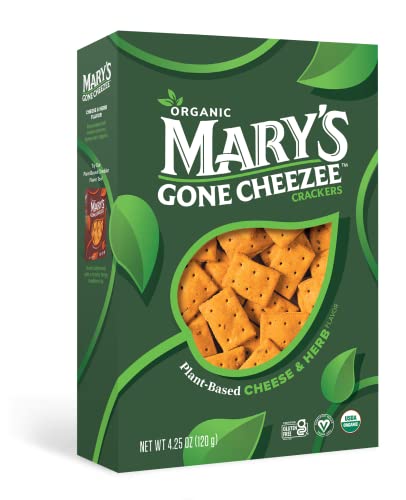 Mary's Gone Cheezee Cracker auf pflanzlicher Basis, Käse- und Kräutergeschmack, vegan, milchfrei, röstiger und würziger Bio-Snack von Mary's Gone Crackers