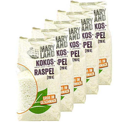 Maryland - 5er Set Kokosraspeln ungesüßt in Premium Qualität 750 g Packung - Getrocknete Kokosflocken exotisch lecker - Kokos Coconut Flakes ideal für Müsli, Süßspeisen, als Topping oder zum Backen von Maryland