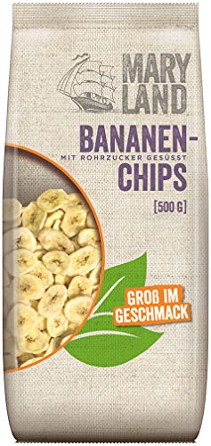 Maryland Bananenchips 500g Vorratspackung – Getrocknete und geröstete Bananen-Chips – Fruchtig knackiger Snack, perfekt zum veganen Snacken (1 x 500g) von Maryland