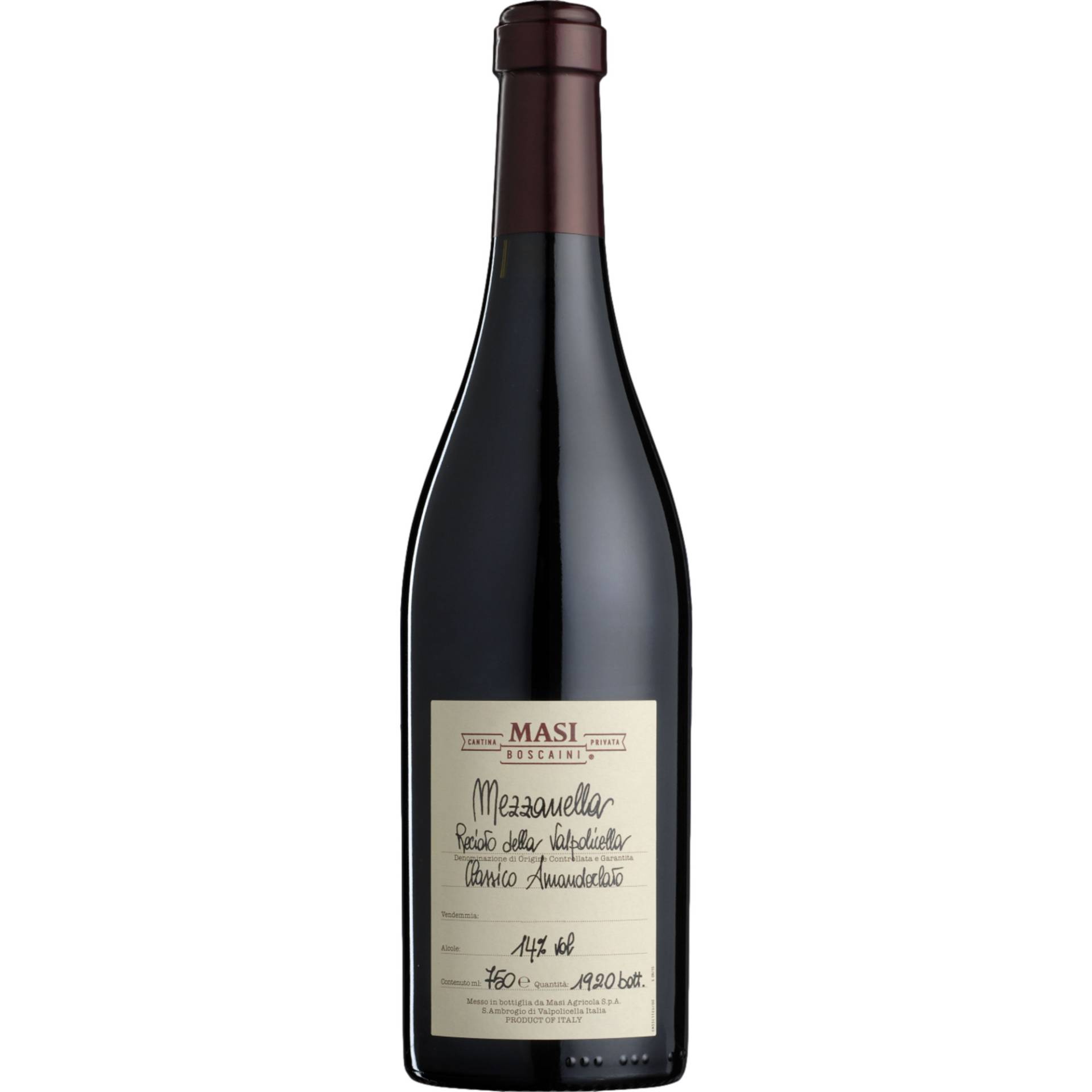 Mezzanella Amandorlato Recioto della Valpolicella, Recioto della Valpolicella DOCG, Venetien, 2017, Rotwein von Masi Agricola S.P.A., Via Monteleone 26 I37015 Sant'Ambrogio di Valpolicella (VR)