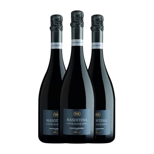 Masottina Contrada Granda Superiore Glera Brut Prosecco di Conegliano-Valdobbiadene 75 cl Weißer Sekt (Karton mit 3 Flaschen von 75 cl) von Masottina