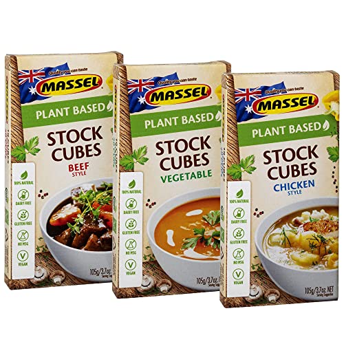 Massel Ultracube Stock Cubes Sortiment Pflanzenbasis, Glutenfreie Brühwürfel Rindfleisch, Huhn, und Gemüsegeschmack, 105g, 6 Stück von Massel