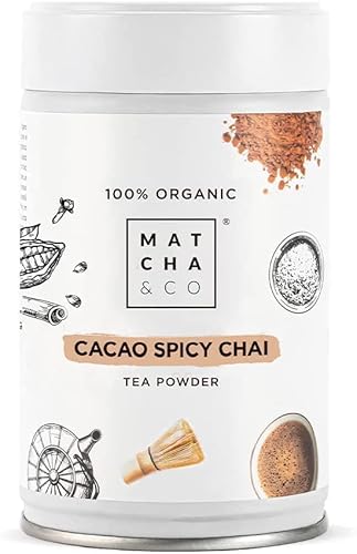 Cacao Spicy Chai, Chai-Tee mit Kakaogeschmack (Pulver), zu 100% Bio, 100 g. Bio-Chai-Tee. Würziger Chai-Tee mit Kakaogeschmack und natürlichen Gewürzen von Matcha & CO