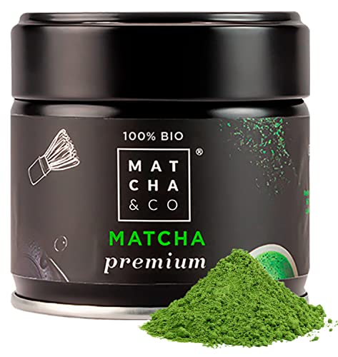 Matcha & CO | 100% biologischer Premium-Matcha-Tee 30 g [Zeremonielle Premiumqualität]. Bio-Grünteepulver aus Japan. Zeremonieller Bio-Matcha-Tee. 100% natürlicher Premium-Matcha-Grüntee von Matcha & CO