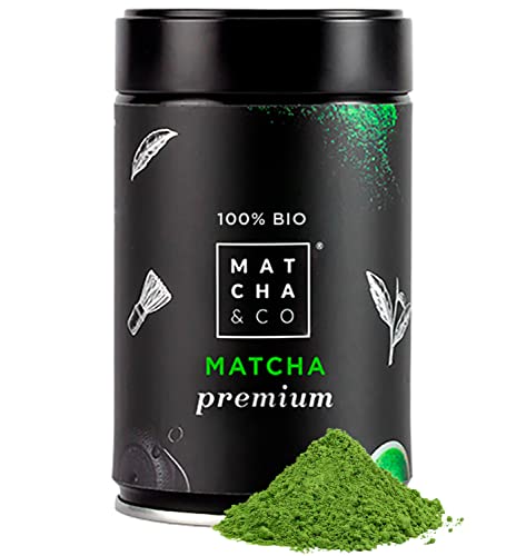 Matcha & CO | 100 % biologischer Premium-Matcha-Tee 80 g [Zeremonielle Premiumqualität]. Bio-Grünteepulver aus Japan. Zeremonieller Bio-Matcha-Tee. 100 % natürlicher Premium-Matcha-Grüntee von Matcha & CO