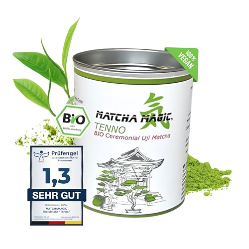 MatchaMagic Tenno Bio Matcha-Tee Pulver 15g - Japan Matcha Tee 100% Bio - Original grüner Tee aus Japan - Matcha Pulver Ceremonial Grade - Japanischer Tee für den puren Trinkgenuss von MatchaMagic