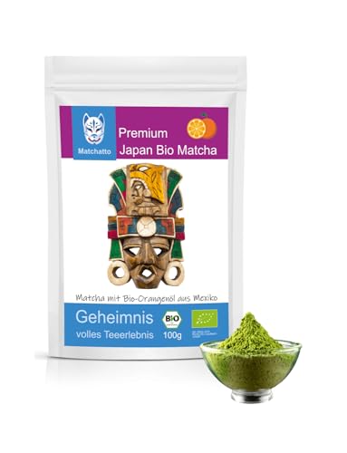 Matchatto | Matcha Tee 100g | Matcha Grüntee Pulver aus Japan in verschiedenen Geschmacksrichtungen zur Auswahl für mehr Abwechslung & Genuss (Orange) von Matchatto