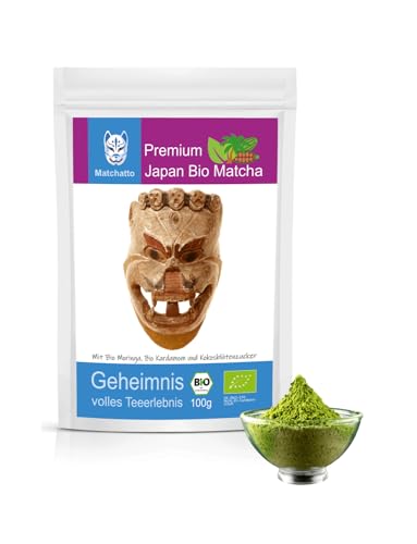 Matchatto | Matcha Tee Pulver 100g | pures & natürliches Matcha Grüntee Pulver aus Japan | leicht gesüßt | vegan & natürlich | ideal für Matcha Latte (Moringa & Kardamom) von Matchatto