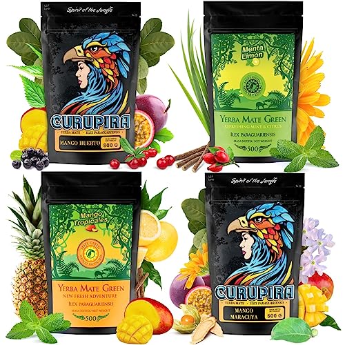 Brasilian Yerba Mate-Tee Set | Mate Tee Mango Tropicales mit Mango | Yerba Mate Tee Menta y Limon mit Minze und Zitrone | Mate Tee mit Passionsfrucht und Mango | Yerba Mate-Tee loose leaf 2000g von Mate Green