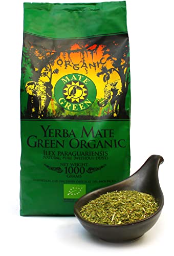 Mate Green Mate Tee Bio | Yerba Mate Bio 1 kg | Organisher Lose Blätter | 95 % große Blätter 5 % Stöcke | Traditionell geerntet, ohne Rauch getrocknet | Brasilianischer Mate-Tee aus Rio Grande do Sul von Mate Green