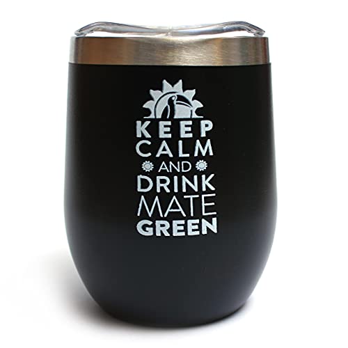 Mate Green Yerba Mate Teebecher | Becher aus Edelstahl | Silikondeckel mit einem Loch für eine Bombilla | Calabaza für Tee oder Mate Tee | Hält die Temperatur | Höchste Qualität (Schwarz), 200 g von Mate Green