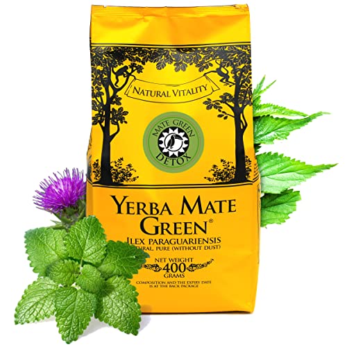 Yerba Mate Green 'Detox' Brasilianischer Mate Tee 400g | fruchtiges Mate Tee | mit Ackerkratzdistel, Brennnesselblatt, Melissenblatt und natürliches Aroma | lose Blätter von Mate Green