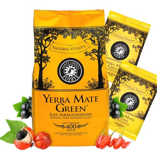 Yerba Mate Green Fuerte 500g ● Brasilianischer Mate Tee mit Kräutern ● Goji Beeren ● Minze ● Guarana ● Vegan ● Glutenfrei ● Lactosefrei von Mate Green