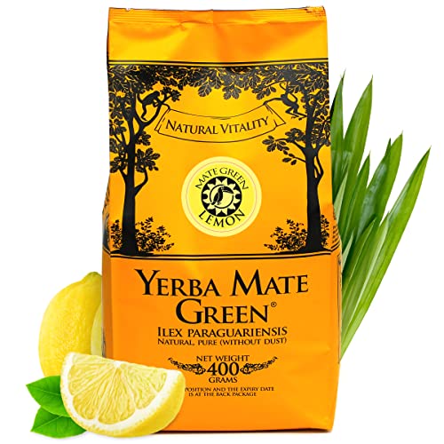 Yerba Mate Green 'Lemon' Brasilianischer Mate-Tee 400g | Süßer Zitrusgeschmack Mate Tee | mit Zitronengras, Zitronenschale gereift | luftgetrocknet | rauchfrei | plastikfrei | fair | Vegan von Mate Green