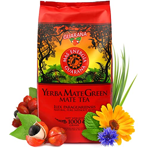 Yerba Mate Green 'Mas Energia Guarana' Brasilianischer Mate-Tee 1000g | fruchtiges | mit Guaranapulver, Minze, Zitronengras, Ringelblume, Kornblume und natürliches Aroma. von Mate Green