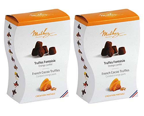 Mathez - 2er Set französische Schokoladentrüffel (Truffes Faintaise) mit kandierten Orangenschalen - 2 x 250 g von Chocolat Mathez
