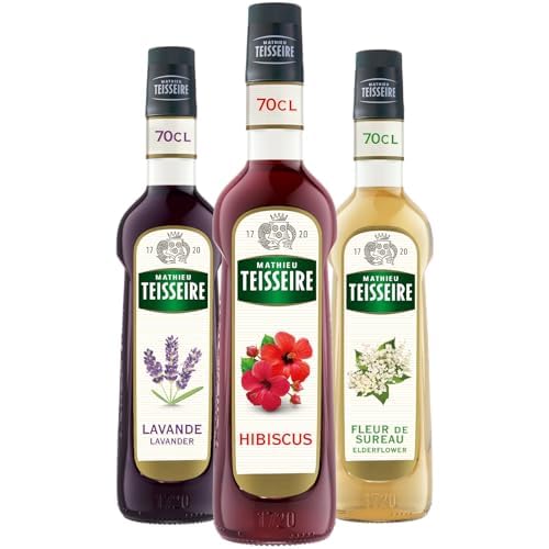 Mathieu Teisseire - Sortierte Blumensirupe: Lavendelsirup, Hibiskussirup, Holunderblütensirup für Erfrischungsgetränke und Cocktails, 3 x 70 cl von Mathieu Teisseire