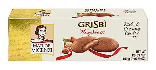 Matilde Vicenzi Grisbi Hazelnut – Italienische Kekse mit samtiger Cremefüllung, Mürbeteigkekse nach italienischer Backtradition, 14er Pack Mürbeteiggebäck(14 x 150 g) von Matilde Vicenzi