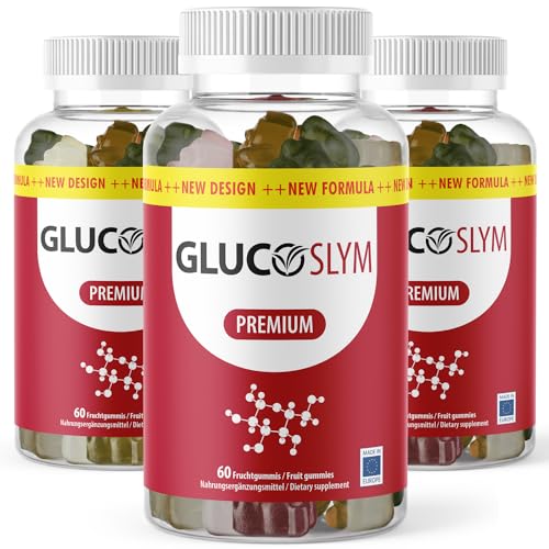 GlucoSlim Gummibärchen | GlucoSlim Gummies Original mit natürlichem Kräutergeschmack mit Zitrusnote - 60 Fruchtgummies pro Packung 3x von MayProducts