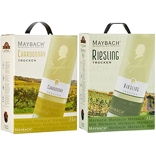 Maybach Chardonnay Trocken (1 x 3.0 l) & Maybach Riesling Trocken Bag-in-box (1 x 3 l) von Maybach