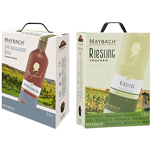 Maybach Spätburgunder Rosé NV trocken (1 x 3l) & Maybach Riesling Trocken Bag-in-box (1 x 3 l) von Maybach