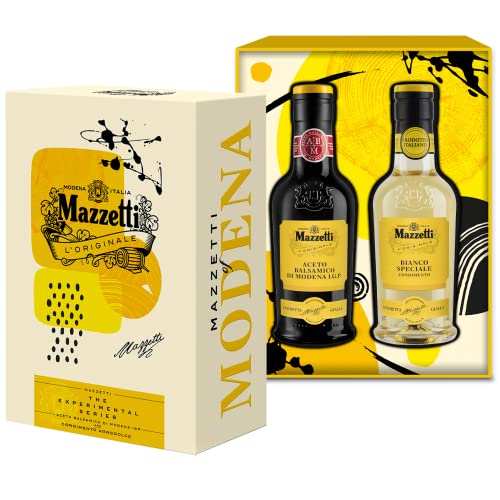 Mazzetti Experimental Series Geschenkset mit Condimento Bianco & Aceto Balsamico di Modena I.G.P. in „drei – Weinblattqualität“, 2 x 250 ml Flaschen in edler Geschenkverpackung von Mazzetti