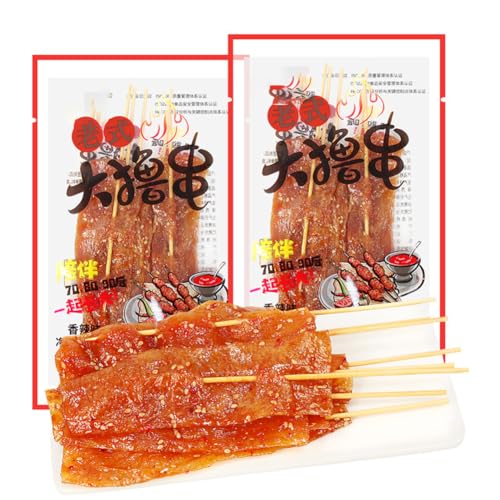 McKona Würzig Gewürzte 102g Latiao Würzige Chinesische Snacks,Würziger Veganer Gluten-Tofu，Spieße Scharfer Weizensnack Klassische Hot Strips Fürs Büro(leicht Scharf, 102g, 2 Beutel) (2 Packungen) von McKona