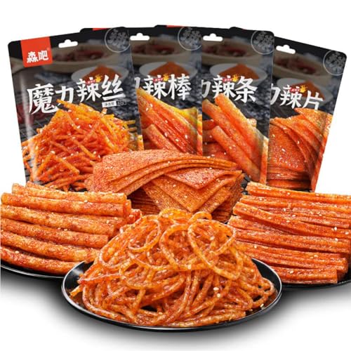 McKona Würzig Gewürzte Snacks Latiao Süß Und Würzig Chinesische Würzige Snacks Klassische Hot Strips Fürs Büro Lässiger Snack Vier Packungen（65g×4Packungen） von McKona