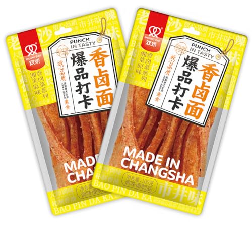 Würzige Chinesische Snacks Würzig Gewürzte 2 Packungen Big Latiao Hot & Spicy Stick Gluten Strips, Scharfer Weizensnack Klassische Hot Strips fürs Büro, Lässiger Snack（108g*2 Pcs） (2 Pcs) von McKona