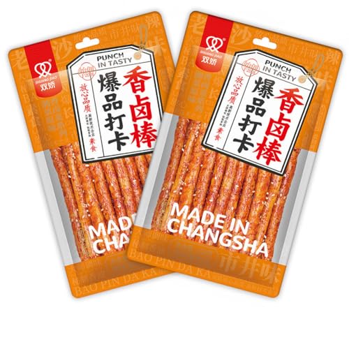 Würzige Chinesische Snacks Würzig Gewürzte 2 Packungen Big Latiao Hot & Spicy Stick Gluten Strips, Scharfer Weizensnack Klassische Hot Strips fürs Büro, Lässiger Snack（108g*2 Pcs） (2 Pcs) von McKona