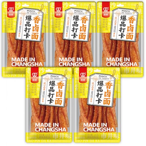 Würzige Chinesische Snacks Würzig Gewürzte 5 Packungen Big Latiao Hot & Spicy Stick Gluten Strips, Scharfer Weizensnack Klassische Hot Strips fürs Büro, Lässiger Snack（108g*5 Pcs） (5 Pcs) von McKona